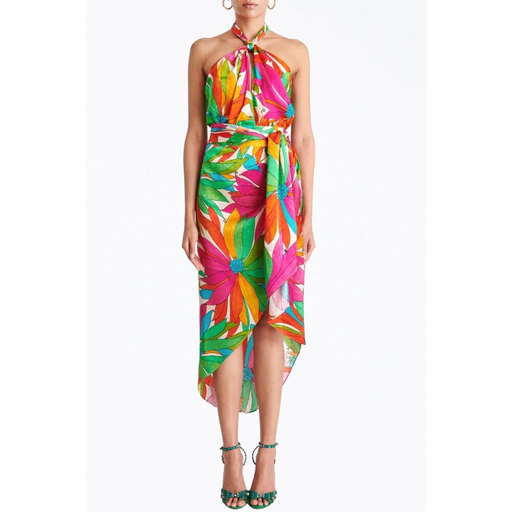Ronny Kobo Floral Gathered Silk Jacquard skirt size small